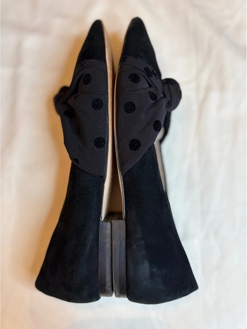 Gianni Bini Black Suede Flats with Ribbon Twist Knot 9.5M